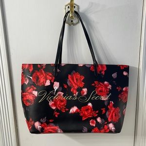 Victorias Secret tote bag black with roses